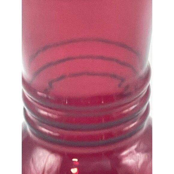 anchor hocking ruby red glass vase clear fluted ring 6.25x3" READ - Picture 6 of 8